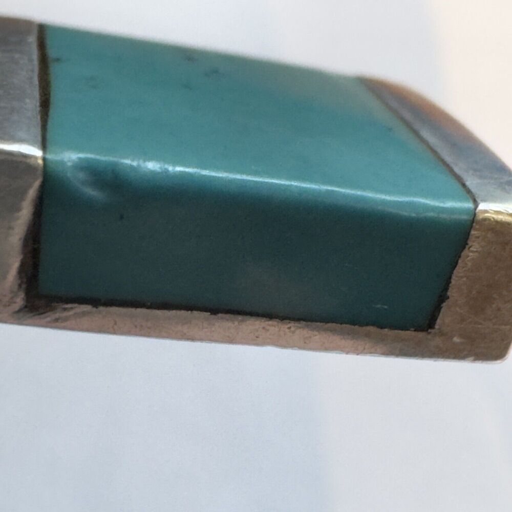 Taxco Sterling Silver Turquoise Bangle Bracelet Size 6.5 Mexico Hook Closure 25g - Picture 9 of 9